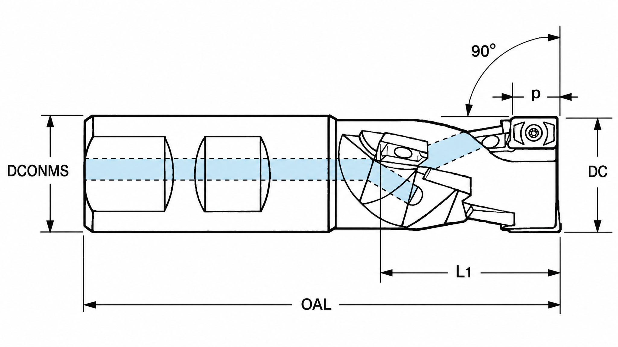 Eyltool Premium Schaft-Schruppeckfräser Soft Z2 IK für WSP AP.T 1604 Ø 25 mm L 105 mm