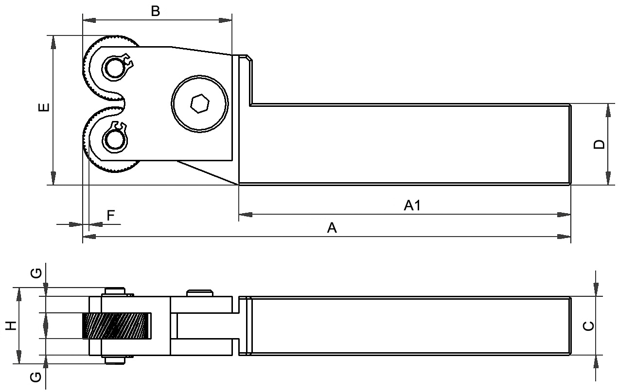 Rändelhalter H20xB18xL150mm 8-200mm für Rändelrad 20x8x6mm