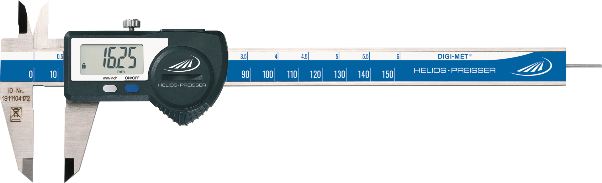 Messschieber Digital DIGI-MET® Abl. 0,01mm mit DA DIN862A rundes Tiefenmaß MB150mm