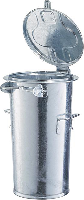 Abfallbehälter Stahl feuerverzinkt D387 x H410mm mit Verschlussbügel nicht entflammbar 25L