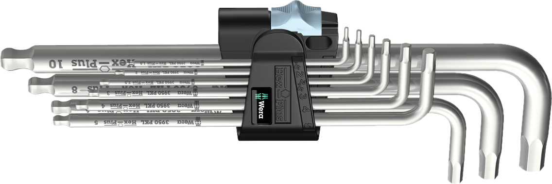 Stiftschlüssel Sechskant lang Hex-Plus für VA Satz 9-tlg.