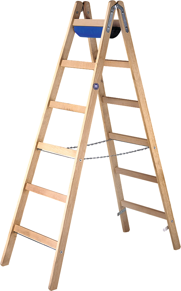 Holz-Sprossen-Stehleiter Arbeitshöhe 3,05m L1,8m 2x6 Sprossen