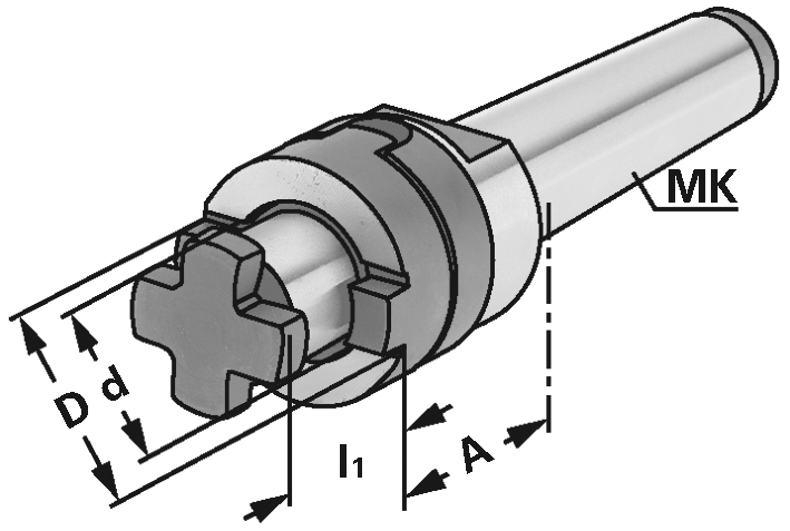 Aufsteckfräserdorn Fräser mit Längs- oder QuernutL 43mm DIN6358 MK2 D16mm