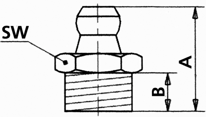 Kegelschmiernippel H1 SW7mm 6-kant verzinkt M6x1
