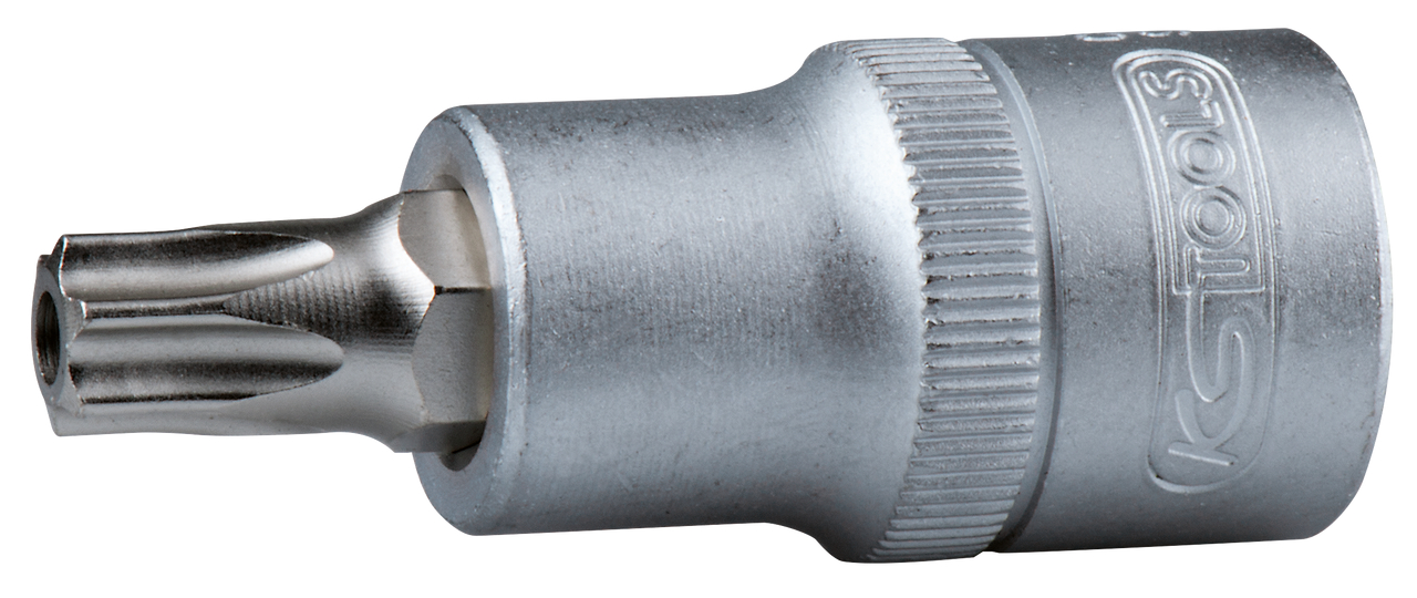 Bitstecknuss 1/2" TORX® mit Stirnlochbohrung L50mm T55 Bitstecknuss 1/2" TORX® mit Stirnlochbohrung L50mm T55