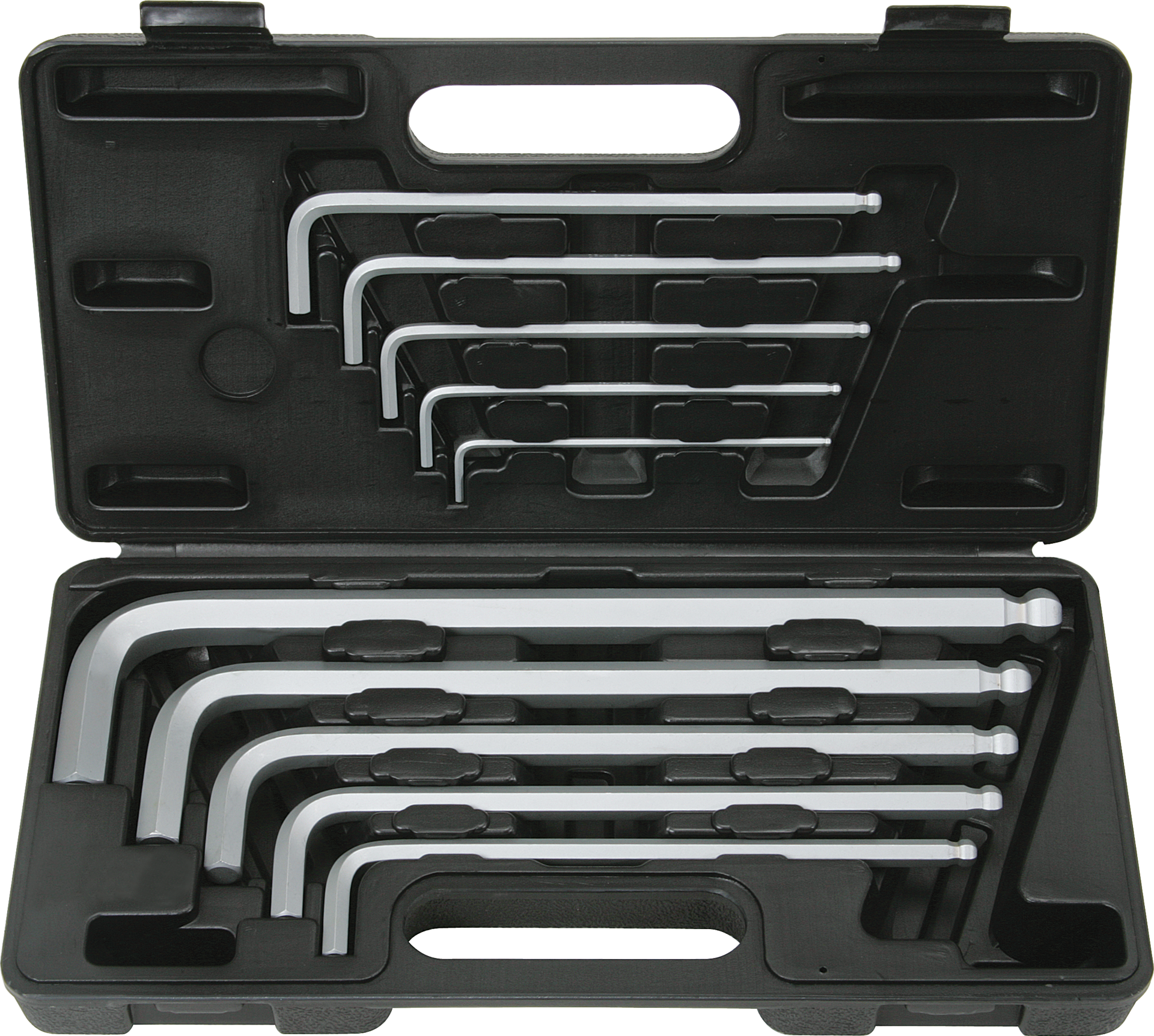 KS-Tools Sechskant-Stiftschlüssel lang mit Kugelkopf Satz 10-tlg. MAXIbox im Kunststoffkoffer SW 3–17 mm