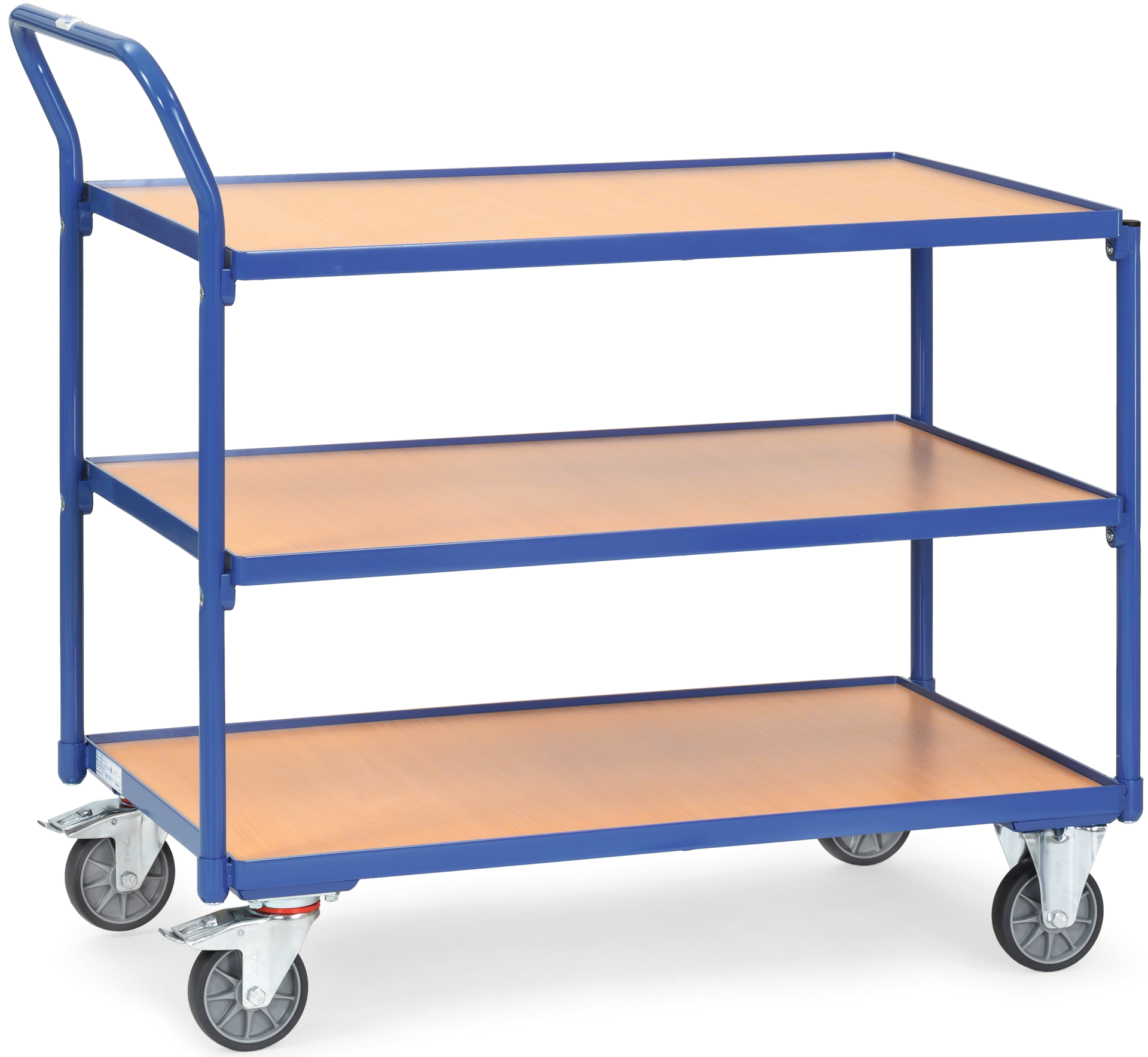 Tischwagen mit 3 Ebenen und 12mm hohem Rand RAL5007 300kg 1000x600mm Tischwagen mit 3 Ebenen und 12mm hohem Rand RAL5007 300kg 1000x600mm