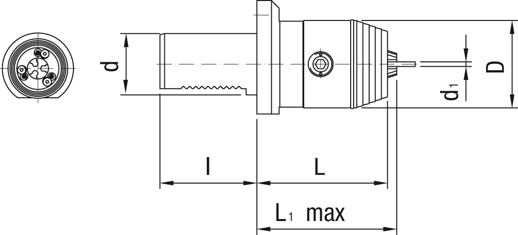 Bohrfutter Präzision mit Kugelspritzdüsen DIN69880 L88mm VDI30 Sb0,5-13mm