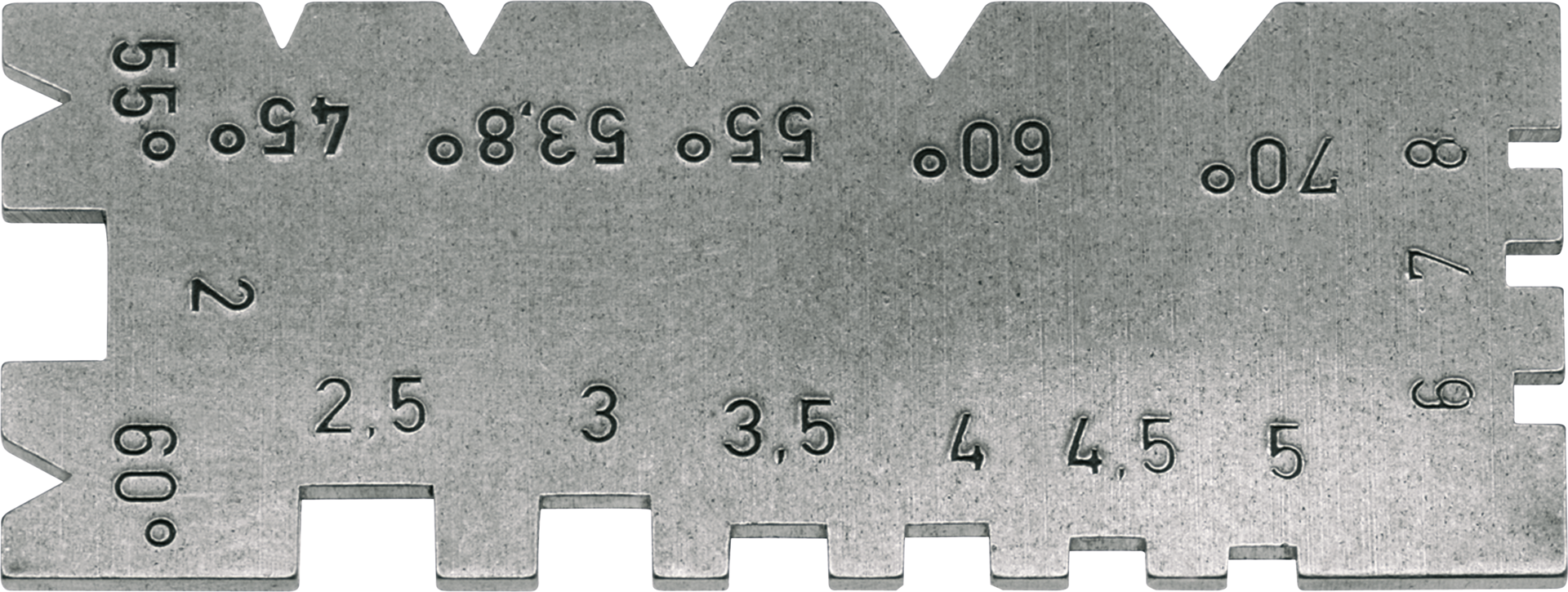 Drehstahl-/Gewindelehre 60x25x2mm Stahl für Spitz- und Flachgewinde