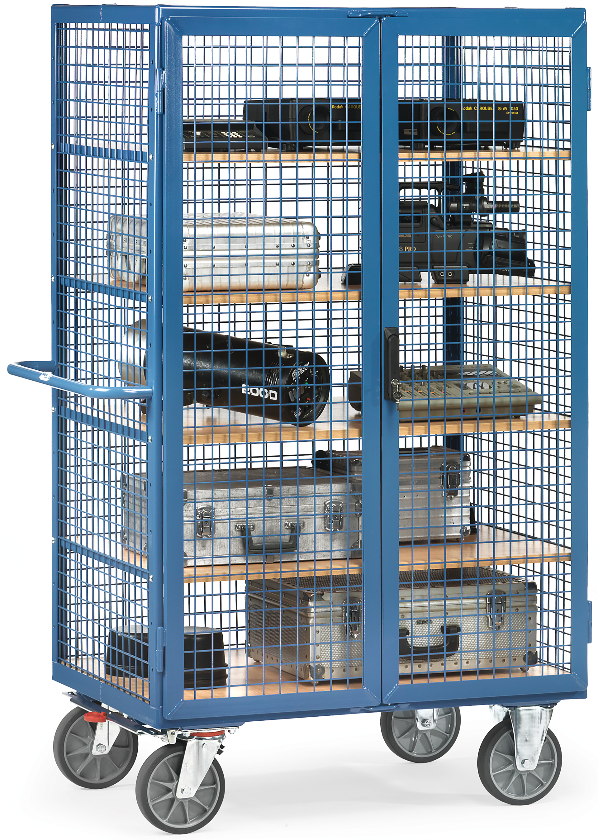 Paketwagen mit Drahtgitterwänden und -tür Tragkraft 750kg 1000x680mm