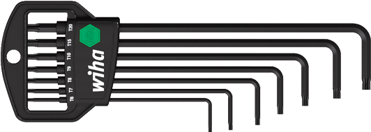 Stiftschlüssel TORX® lang mit MagicSpring® Satz 7-tlg. im Halter T6-T20