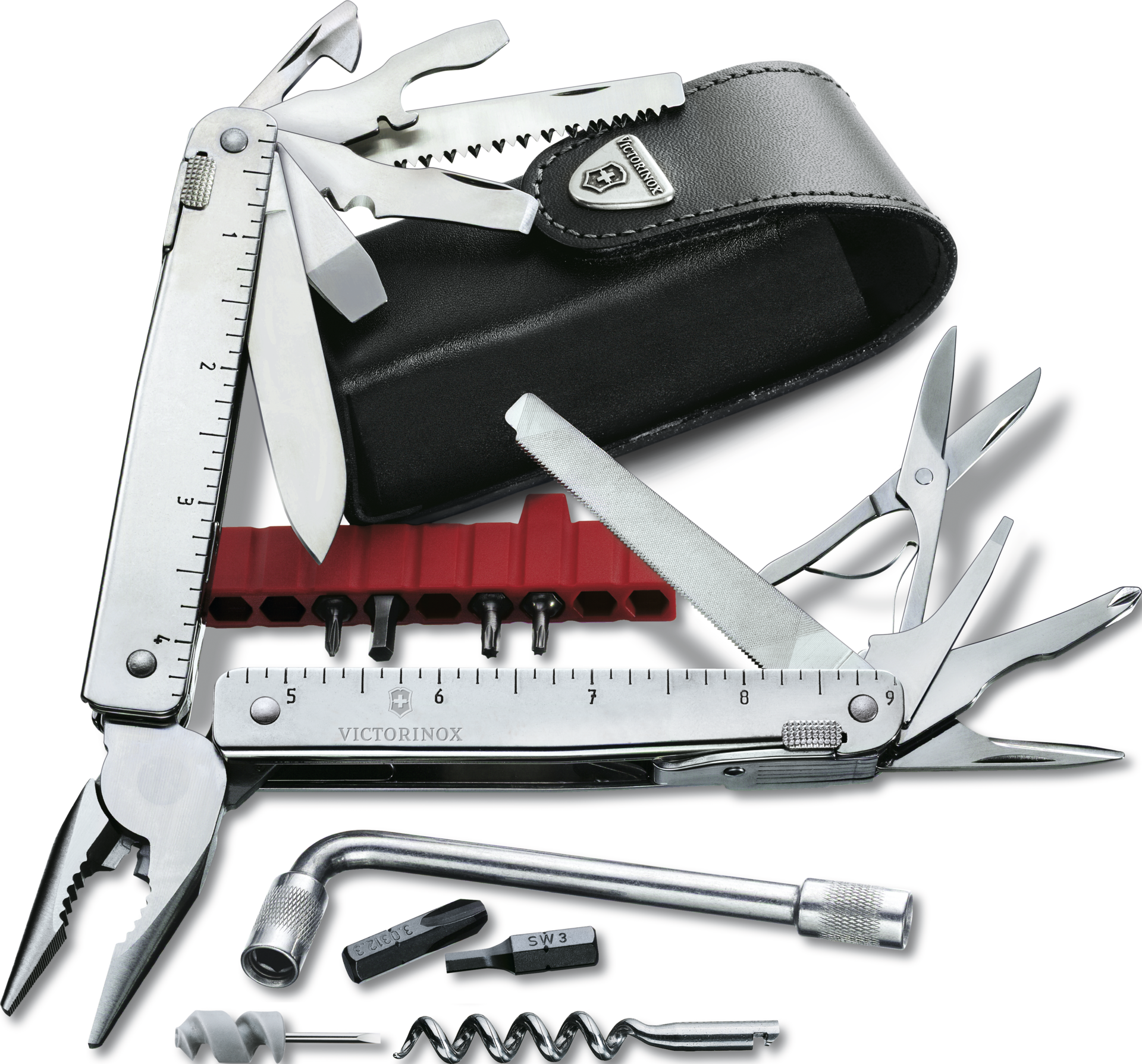 Taschenmesser SwissTool Plus 37 Werkzeuge im Leder-Etui