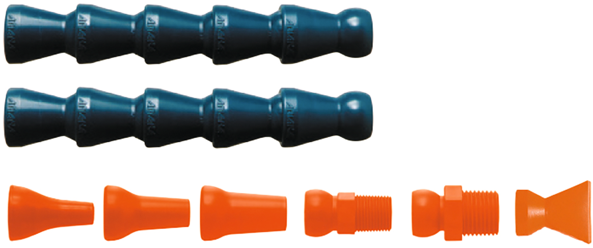 Flexibles Kühlmittelschlauchsysten 1/2" Grundpack 3xRunddüse/2xGelenkschlauch 1xFlachdüse/2xGewindeanschluss Flexibles Kühlmittelschlauchsysten 1/2" Grundpack 3xRunddüse/2xGelenkschlauch 1xFlachdüse/2xGewindeanschluss