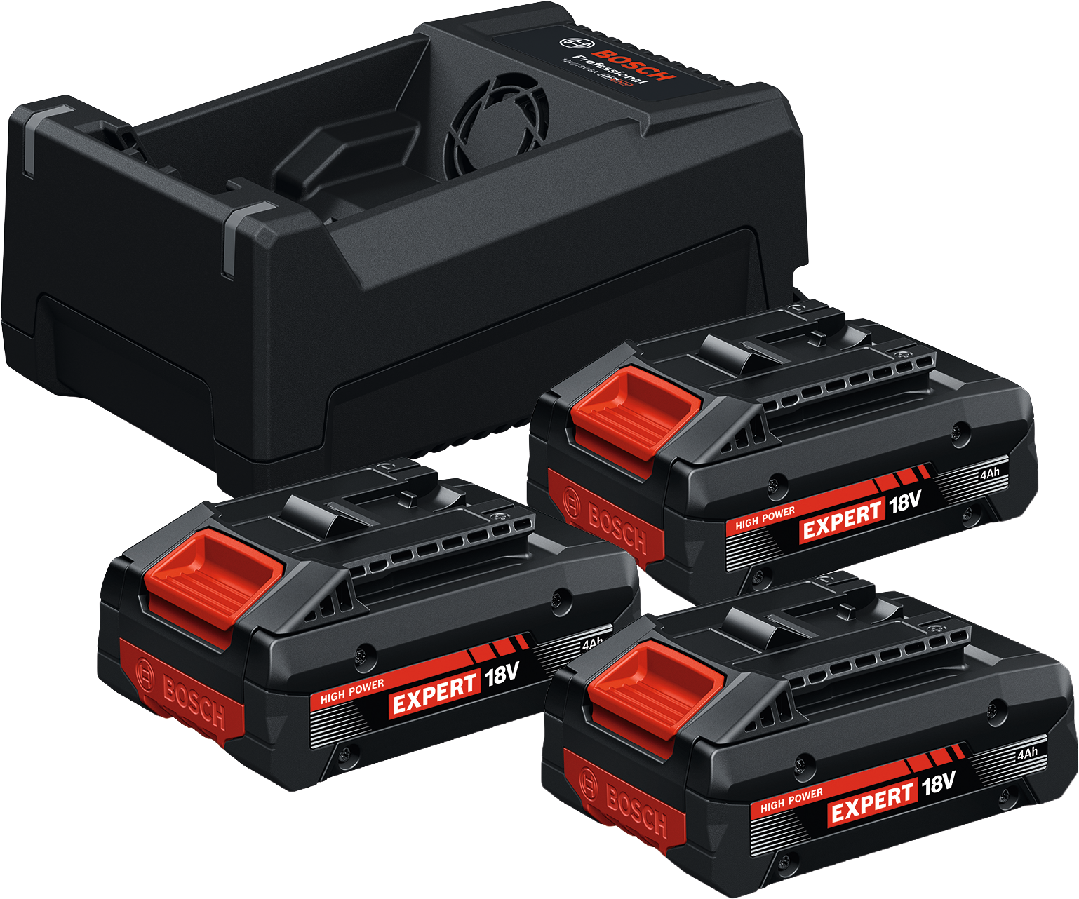Akku-Basis Sortiment Bosch Spar-Starter-Set 3x Akku Expert 18V 4Ah mit Ladegerät