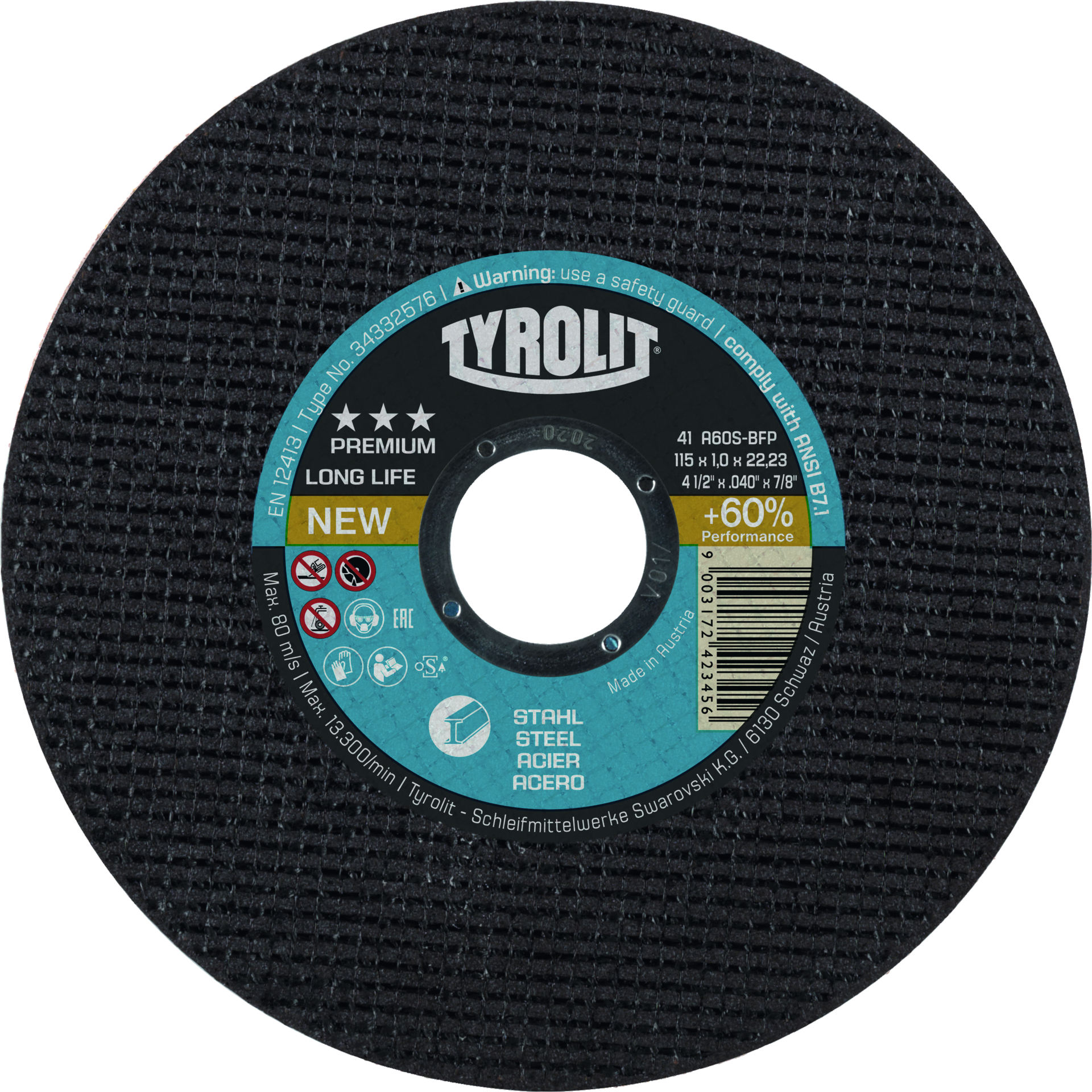 Trennscheibe Premium LONG LIFE Stahl gerade D115mm B1mm Bohrung 22,23mm