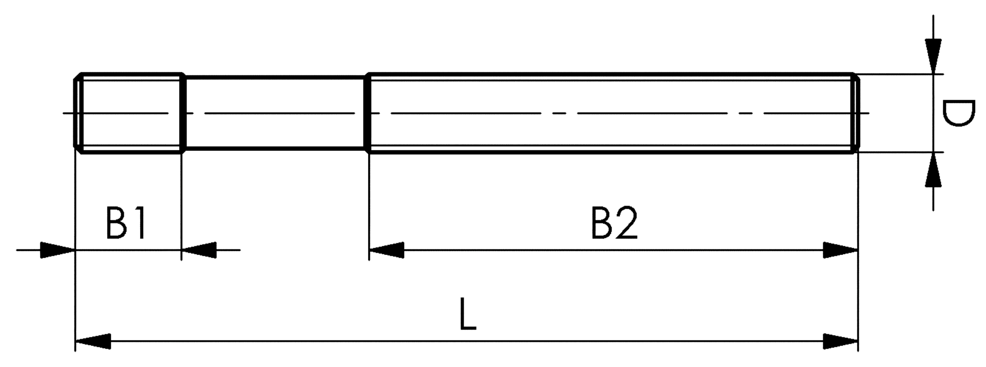 Stiftschraube DIN6379 Festigkeitsklasse 8,8 M14 L160mm