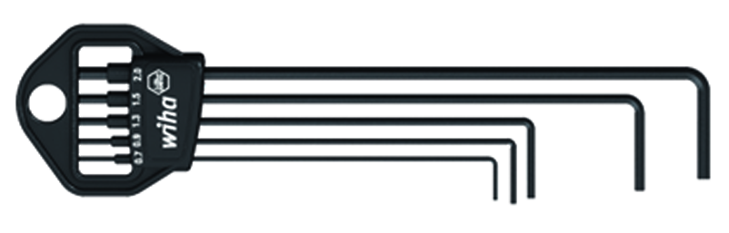 Stiftschlüssel Sechskant lang Satz 5-tlg. im Halter 0,7/0,9/1,3/1,5/2mm Stiftschlüssel Sechskant lang Satz 5-tlg. im Halter 0,7/0,9/1,3/1,5/2mm