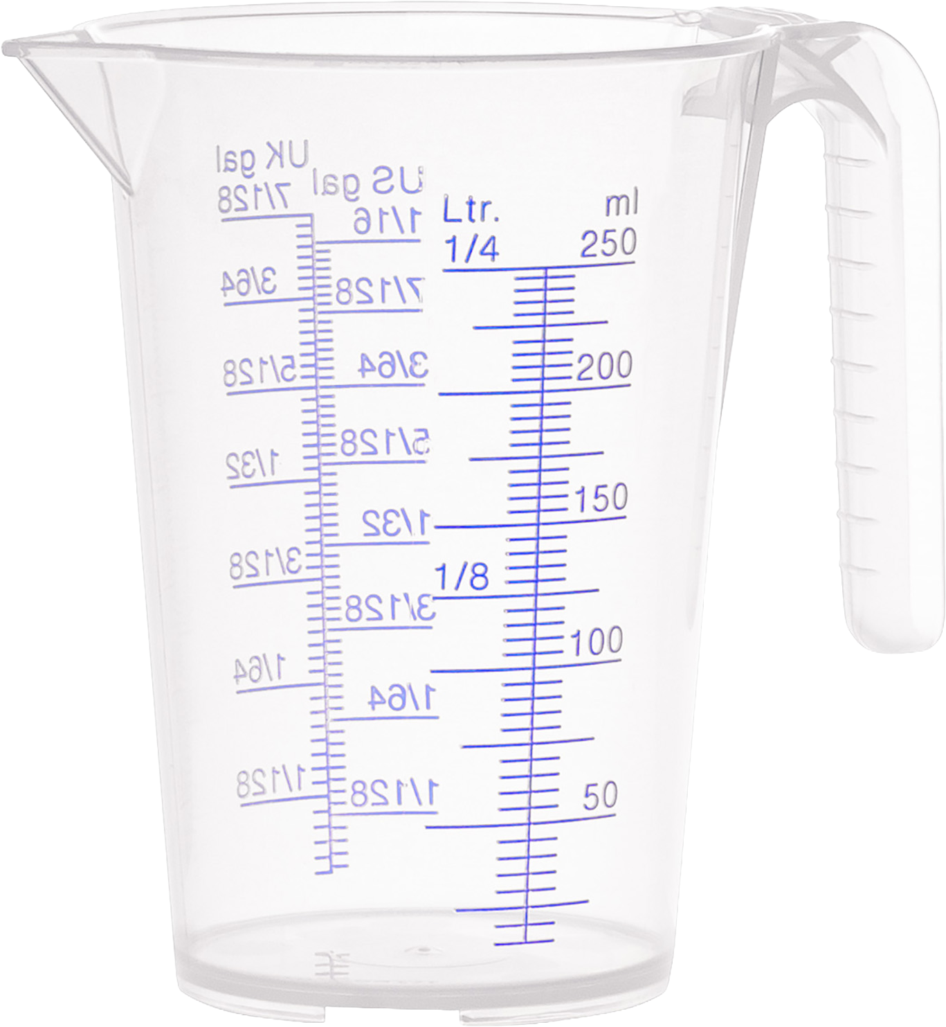 Messbecher aus Polypropylen Skaleneinteilung 5ml Inhalt 0,25l
