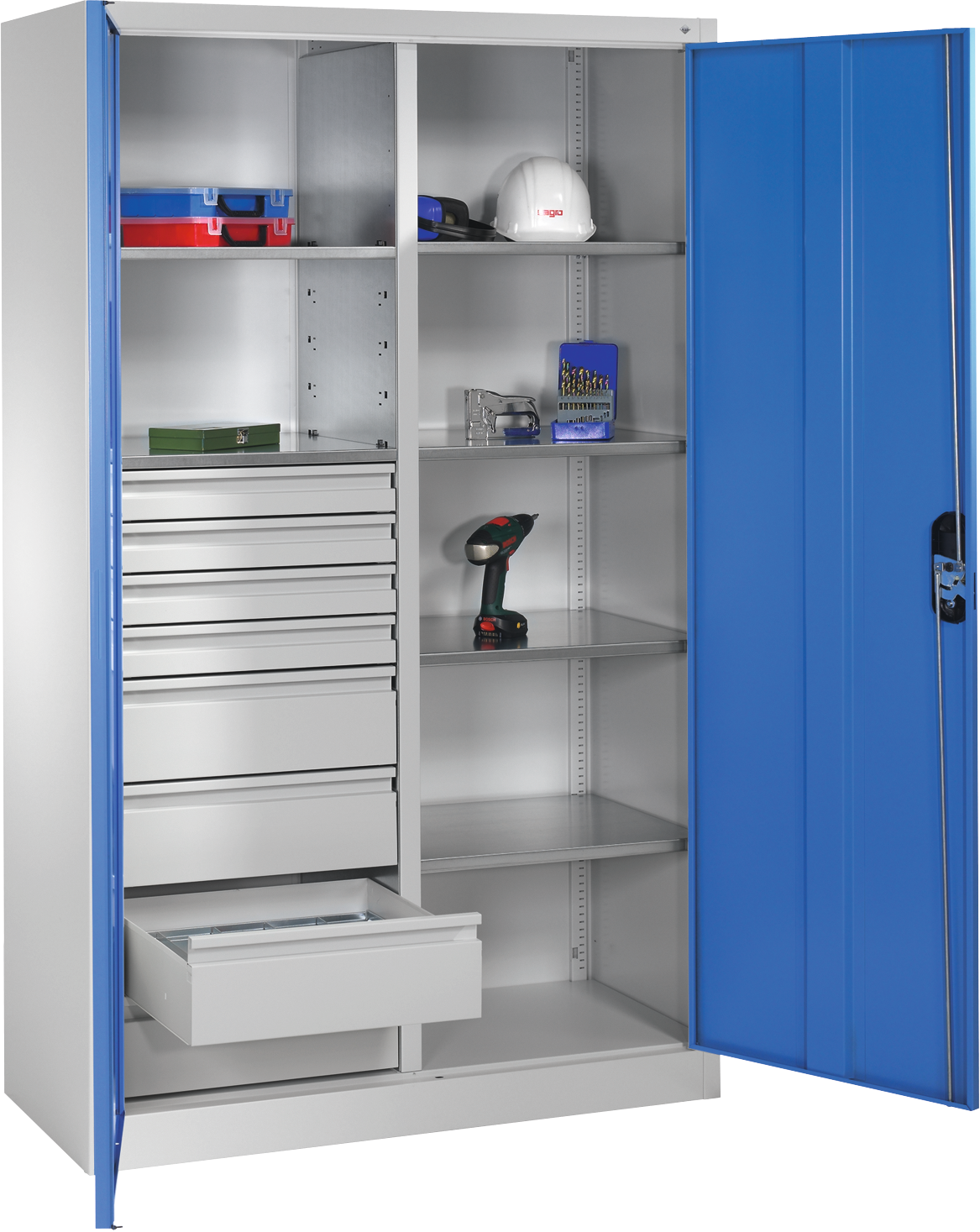 Werkstattschrank Mitteltrennwand RAL7035 S8 H1950 x T500 x B1200mm