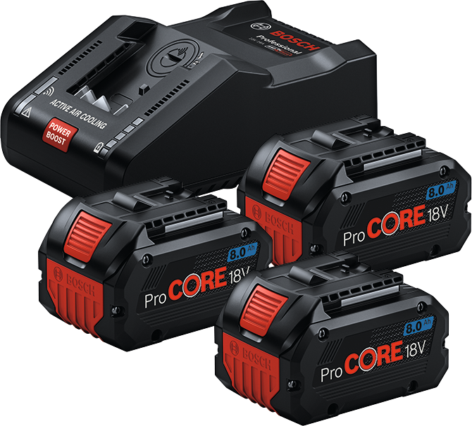 Akku-Basis Sortiment Bosch Spar-Starter-Set 3x Akku ProCORE 18V 8Ah mit Ladegerät Akku-Basis Sortiment Bosch Spar-Starter-Set 3x Akku ProCORE 18V 8Ah mit Ladegerät