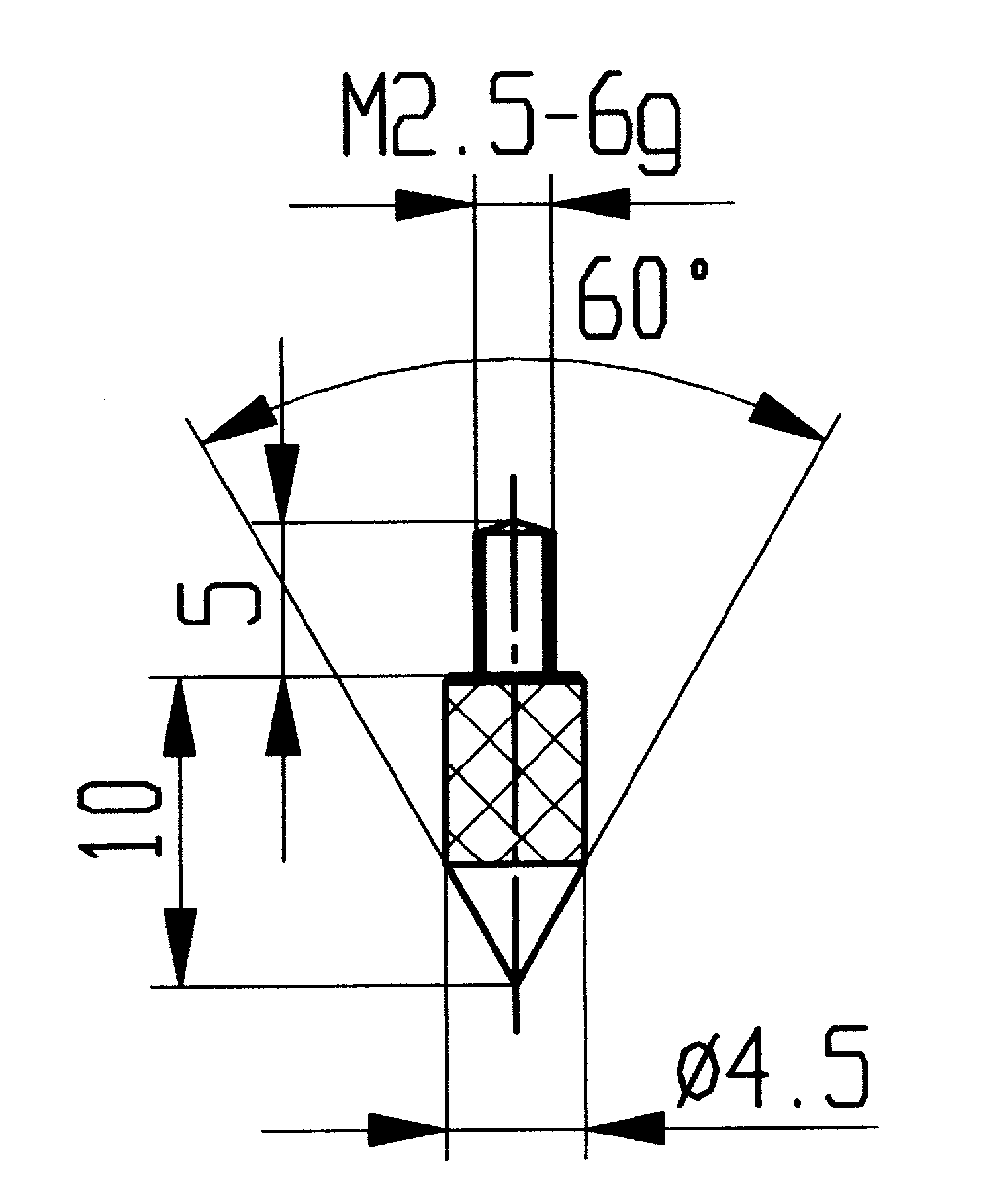 Messtastereinsatz Stahl M2,5 Spitze 60°