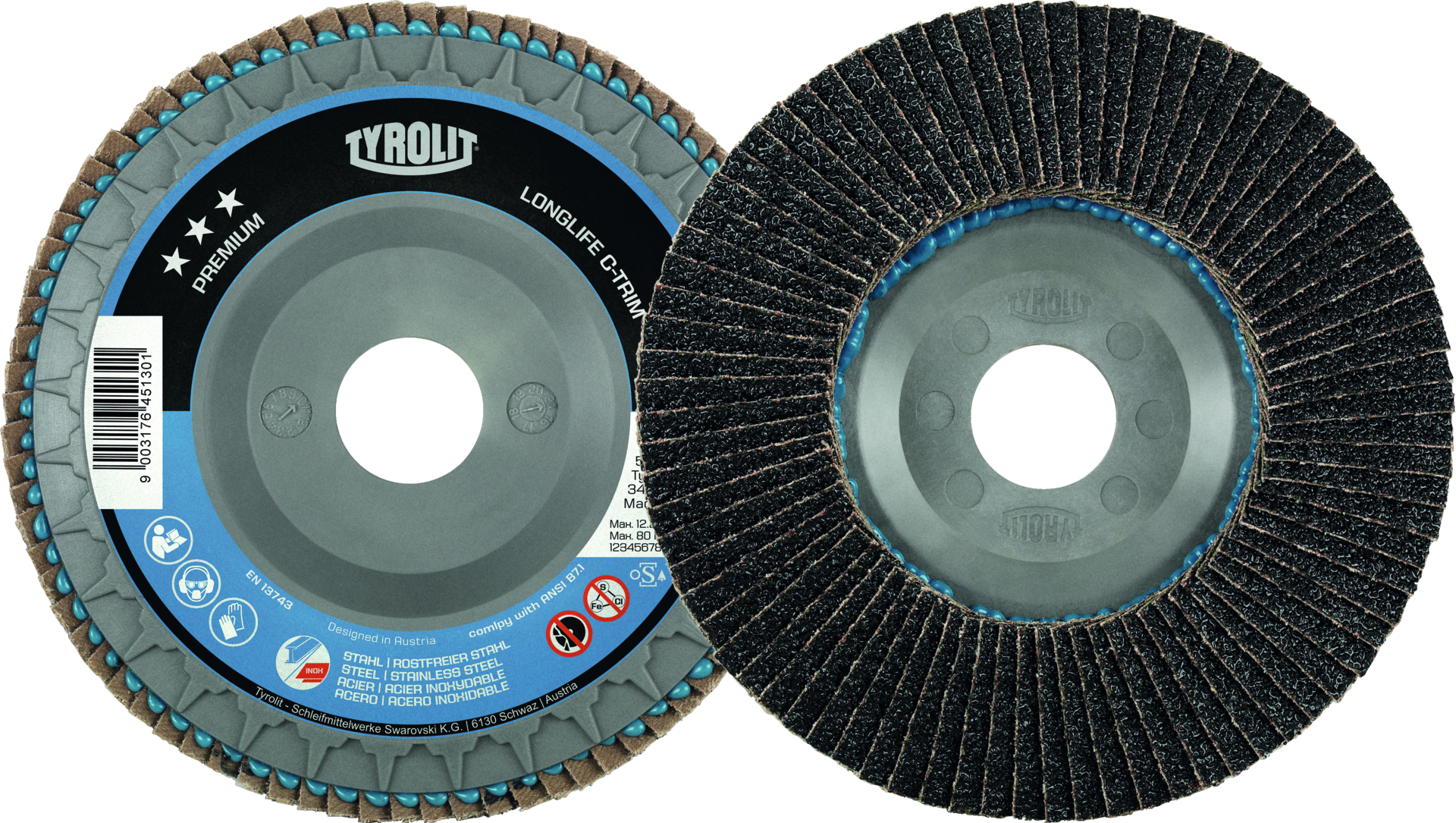 TYROLIT PREMIUM LONGLIFE C-TRIM Fächerschleifscheibe Ø125 mm