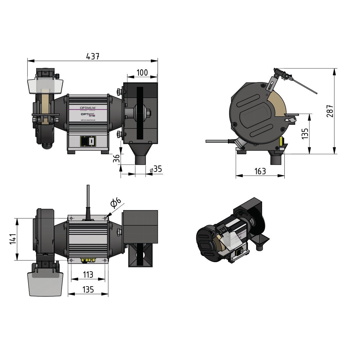 Kombischleifmaschine Optimum OPTIgrind GU 18B