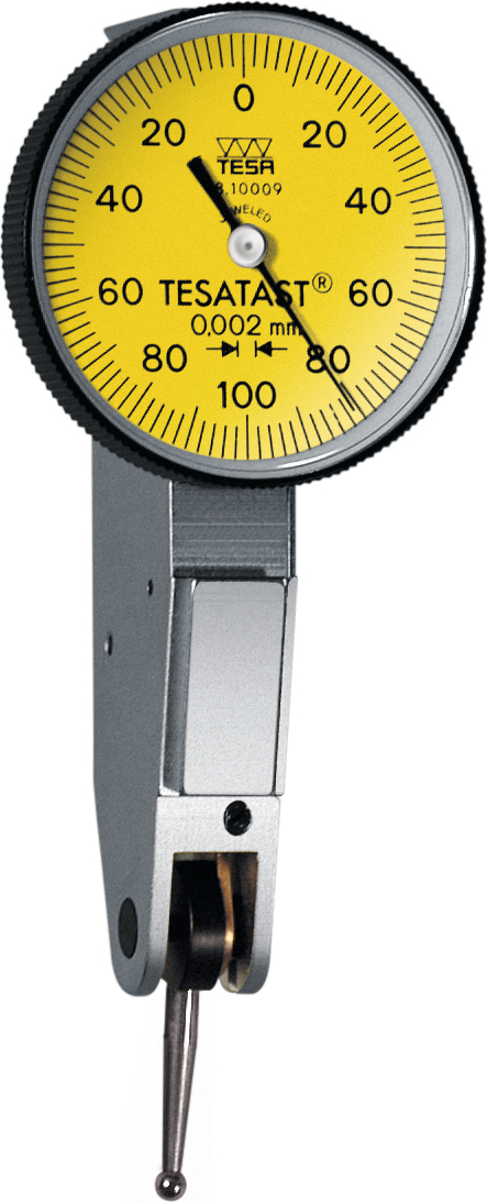 Fühlhebelmessgerät TESATEST 0,2mm/0,002mm Anzeige 0-100-0 stoßfest D28mm Taster 12,53mm