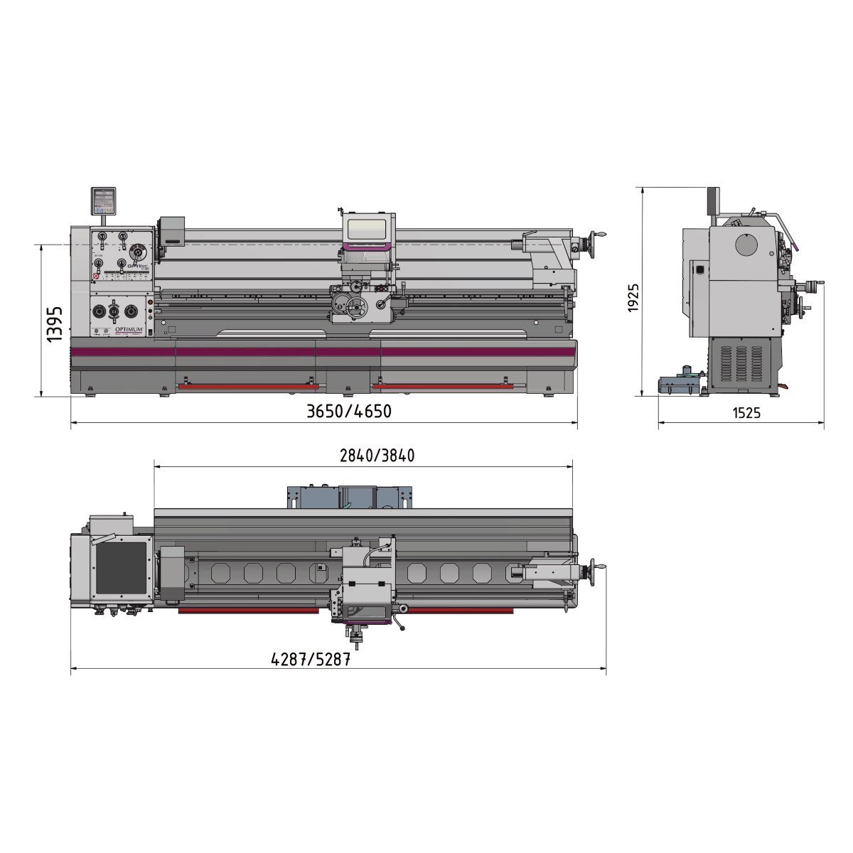 Leit- und Zugspindeldrehmaschine Optimum OPTIturn TH 8020D