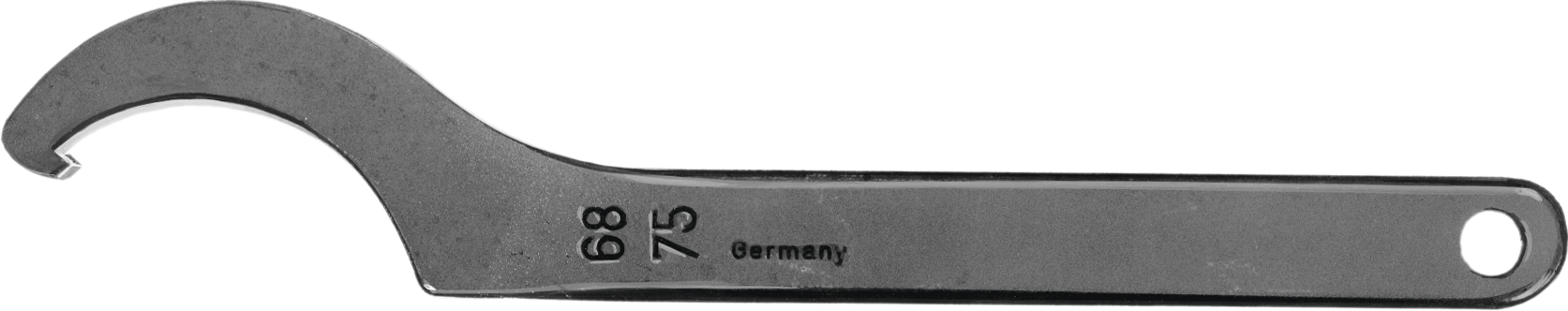 Hakenschlüssel mit Nase DIN1810A L240mm für Muttern-D68-75mm
