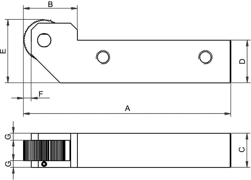Rändelhalter H10xB10xL96,5mm 3-50mm rechts für Rändelrad 10x4x4mm
