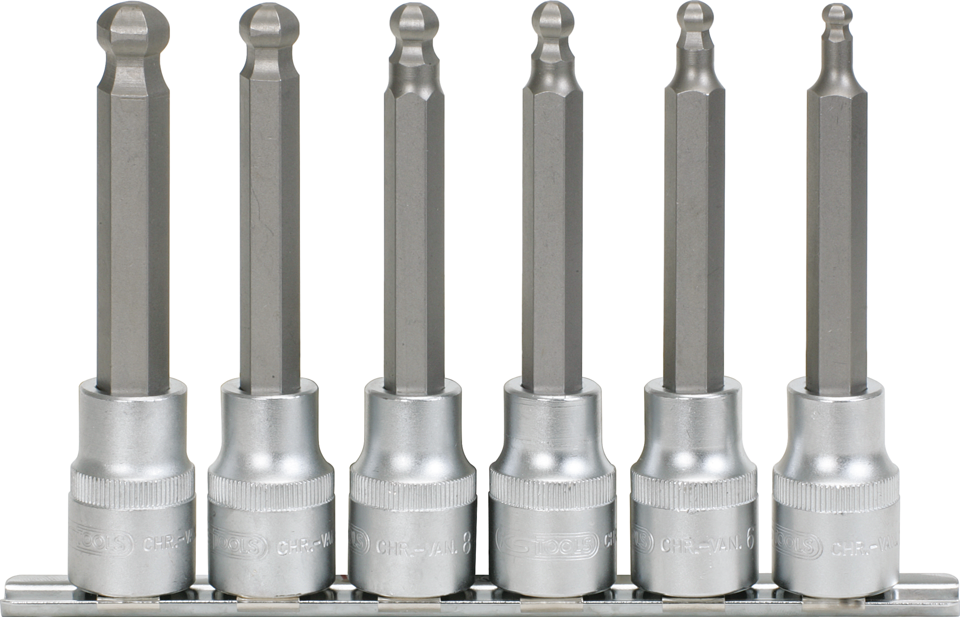 Bitstecknuss 1/2" Innensechskant lang mit Kugelkopf Satz 6-tlg. SW5-12mm Bitstecknuss 1/2" Innensechskant lang mit Kugelkopf Satz 6-tlg. SW5-12mm