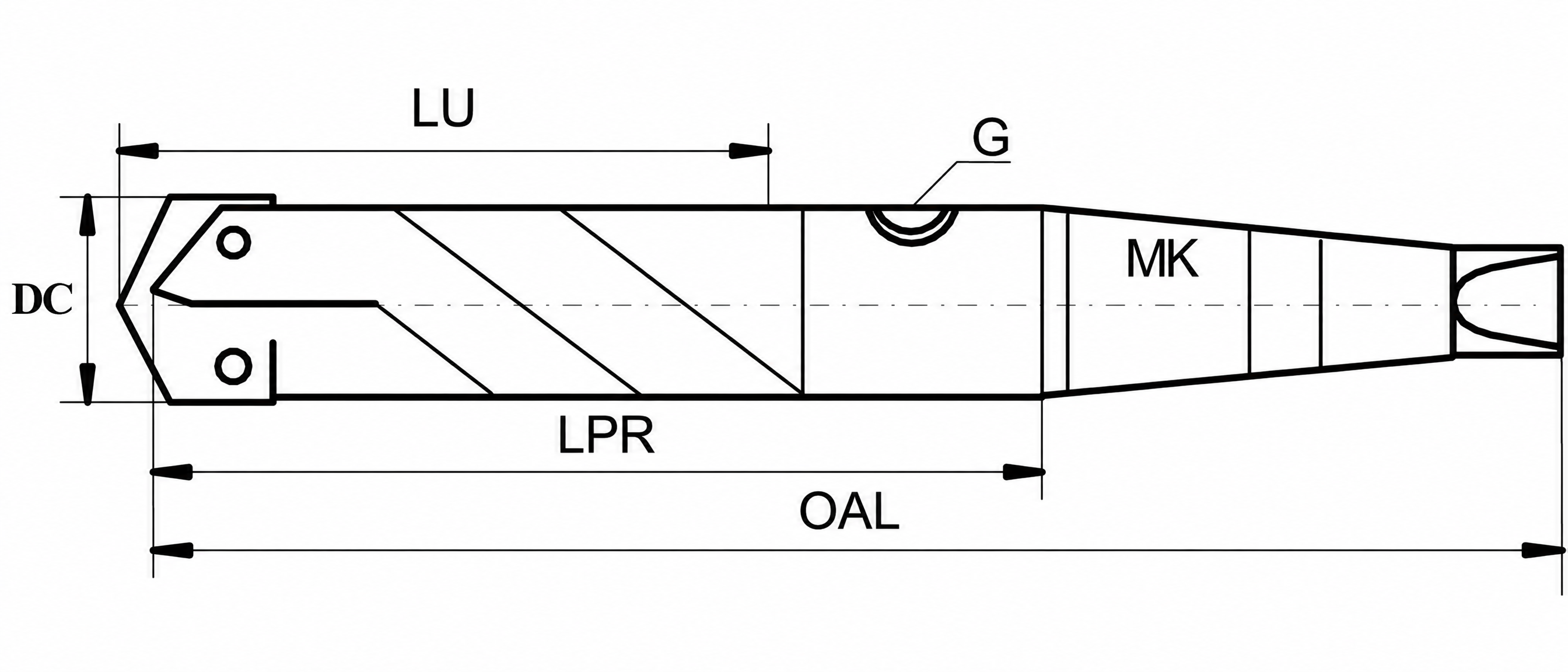 Allied Maxcut T-A Bohrhalter Morsekegelschaft ca. 5,5xD Ø 30–35 mm IK MK4 spiralgenutet