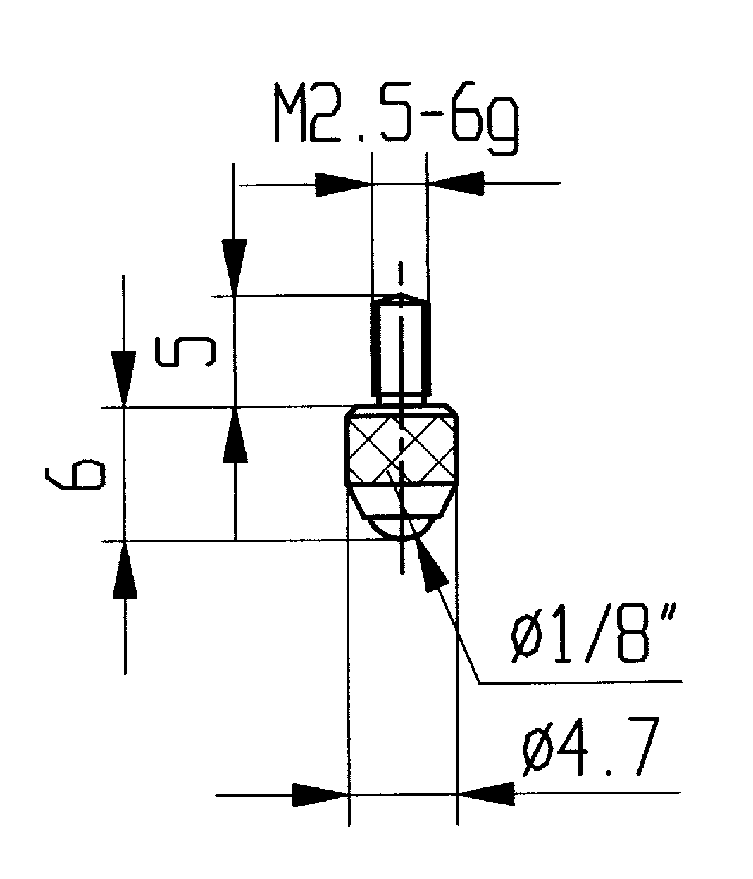 Messtastereinsatz Saphir M2,5 Kugel D1/8" L16mm