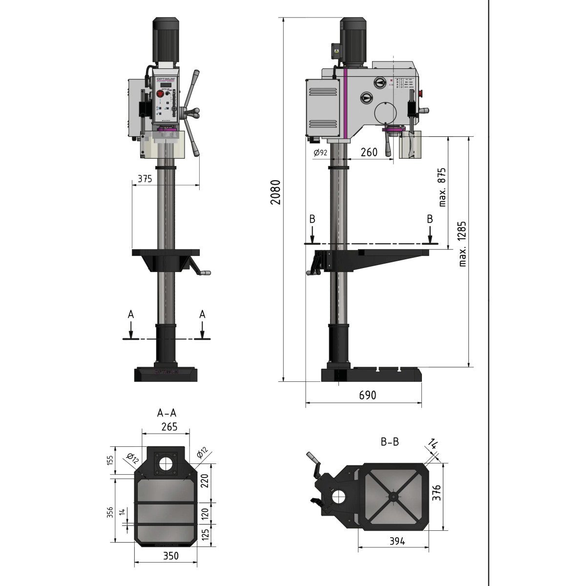Säulenbohrmaschine Optimum OPTIdrill DH 28GSV
