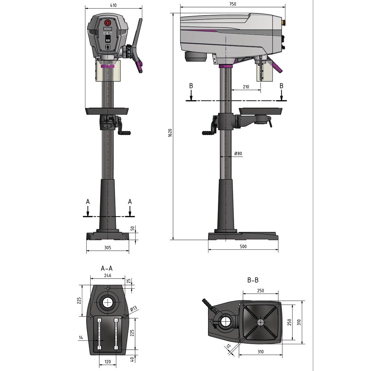 Säulenbohrmaschine Optimum OPTIdrill DP 26BV - F