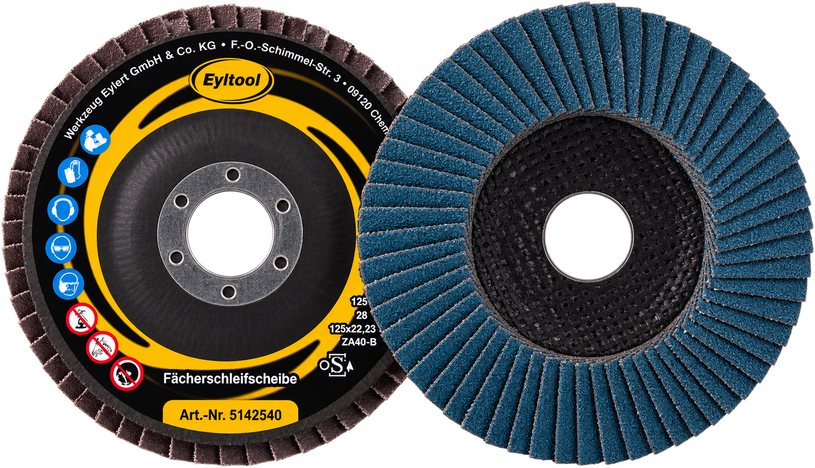 Eyltool 2in1 Fächerschleifscheibe Zirkon Ø125 mm gerade Stahl/Edelstahl K40