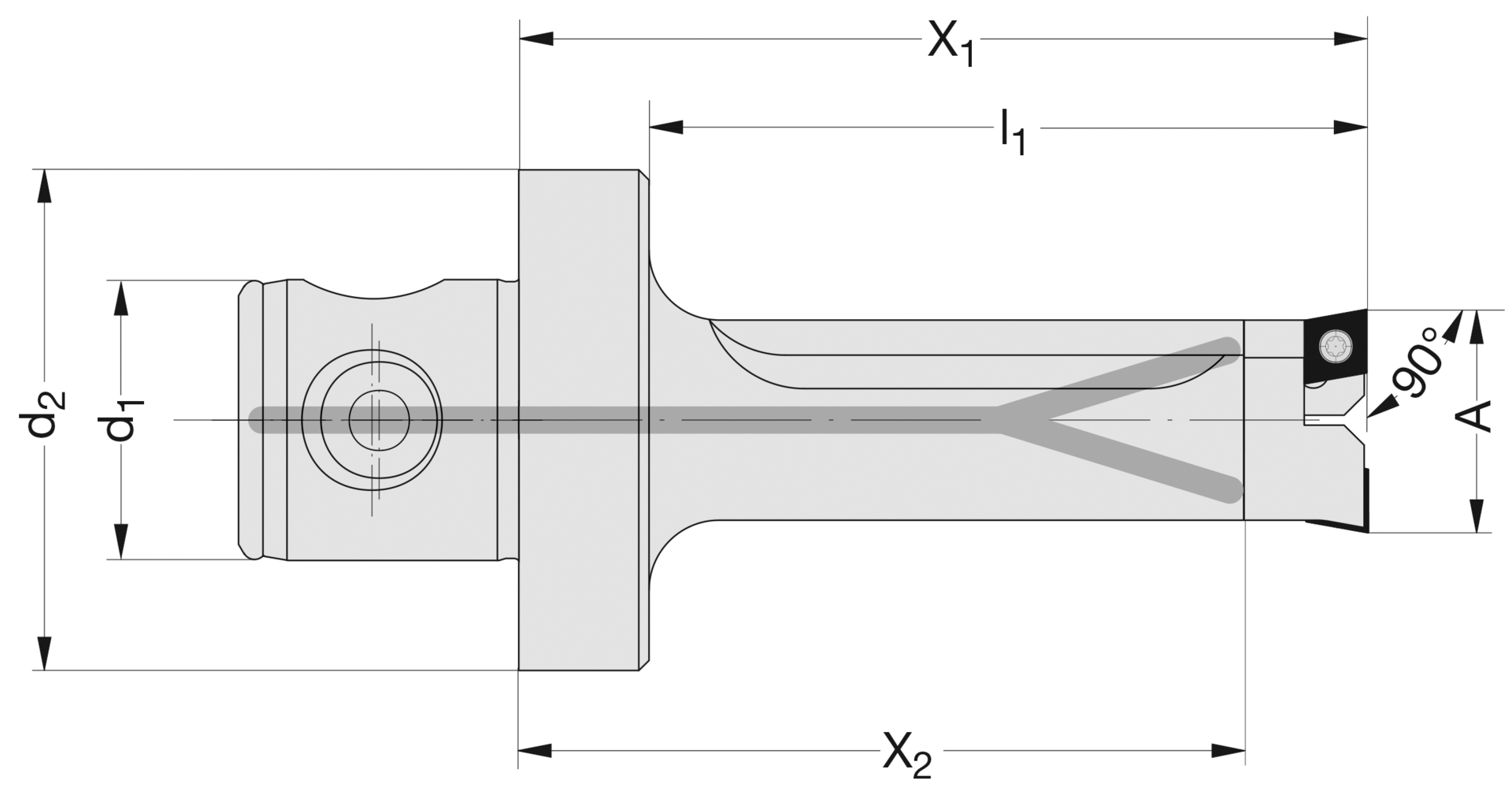 Kerbzahnkörper Ø19,5-30mm d2xd1 50x28mm x1=85mm Ausdrehbereich 19,5-23,0