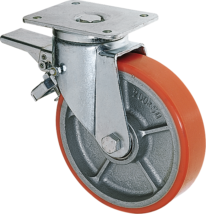 Apparaterolle Polyurethan mit Stahlfelge Bockrolle 200kg D100 x B30mm