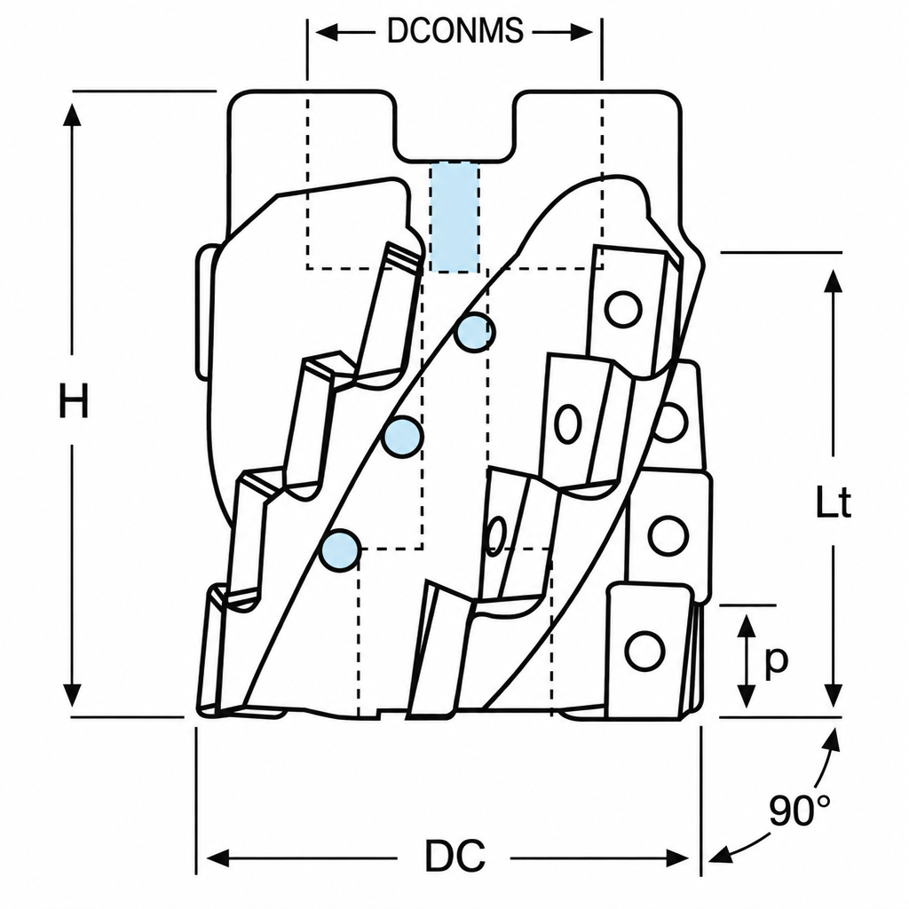 Eyltool Premium Aufsteck-Schruppeckfräser Soft Z6 IK für WSP AP.T 1604 Ø 50 mm