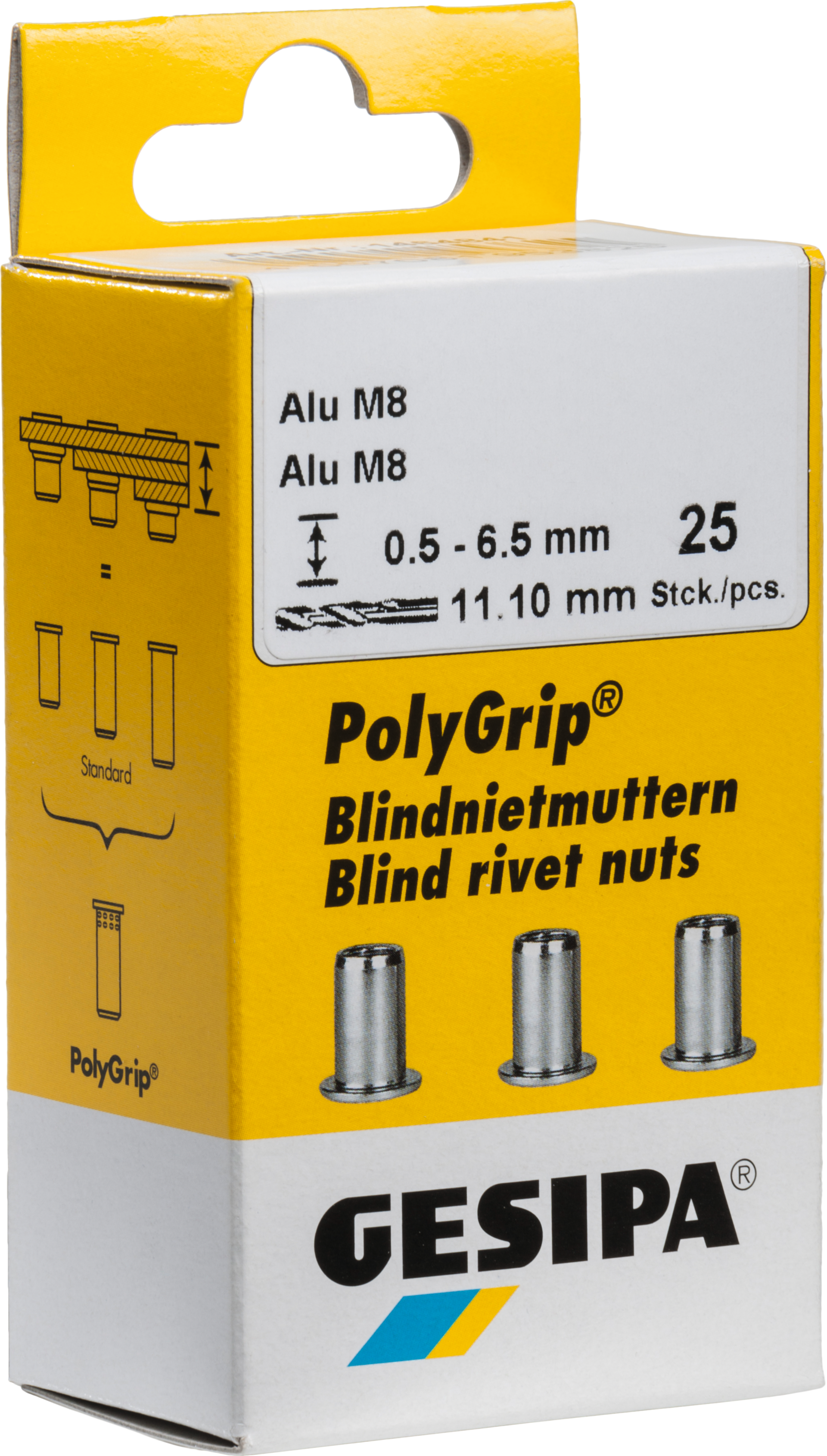 Gesipa Blindnietmutter PolyGrip®, Aluminium, M5, 50 Stück