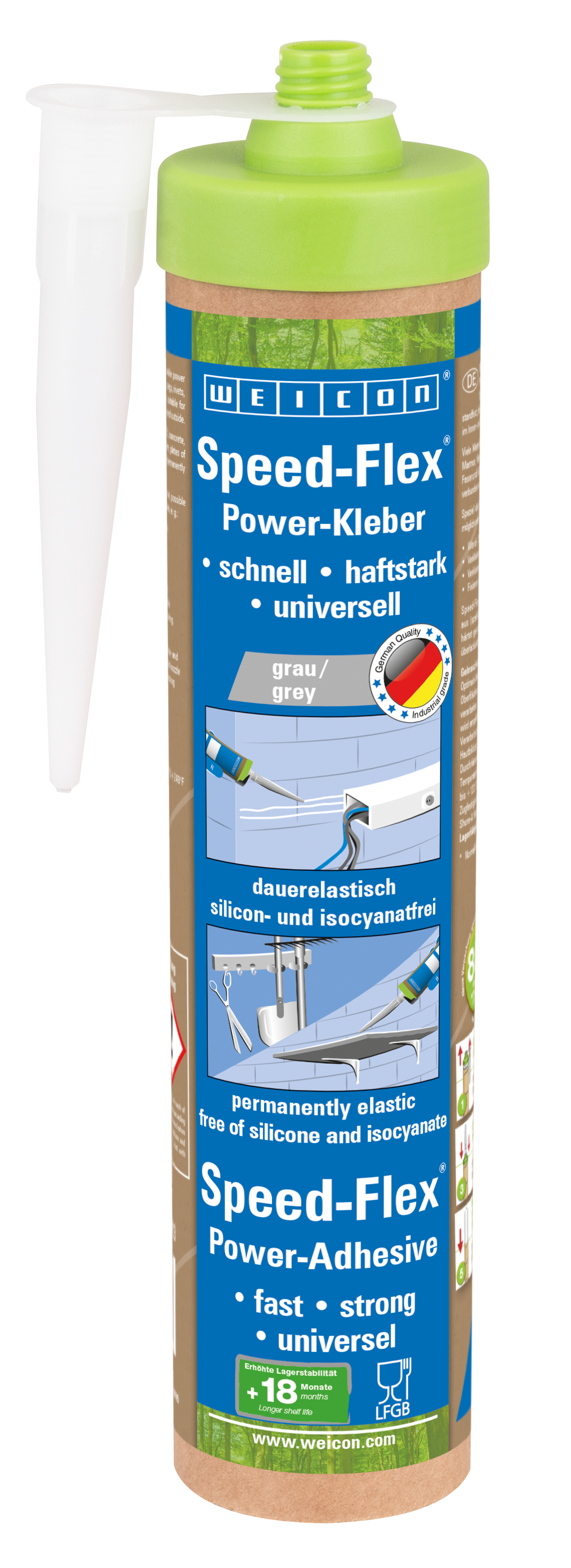 Montagekleber Speed-Flex® grau 280ml Green Tube Kartusche