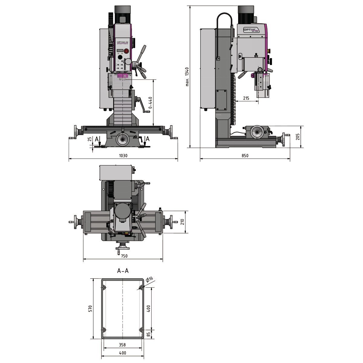 Bohr-Fräsmaschine Optimum OPTImill MH 35G