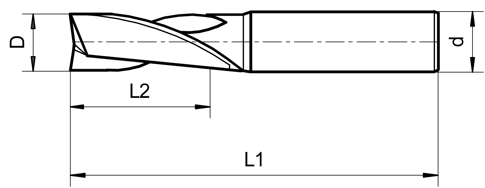 Schaftfräser VHM EYL+ Z2 Typ N WN/DIN6535-HB D9mm