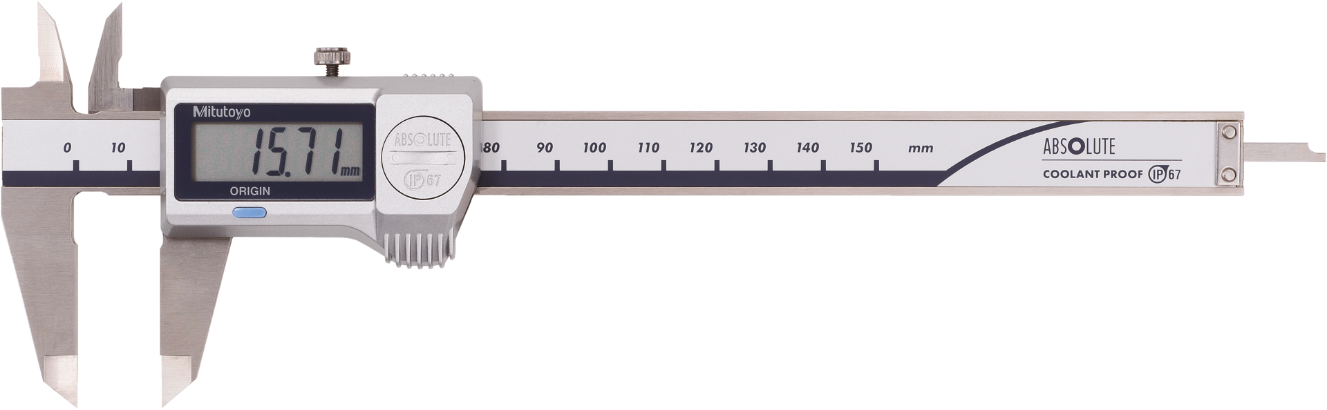 Messschieber Digital IP67 ABSOLUTE Digimatic Abl. 0,01mm DIN862 eckiges Tiefenmaß MB200mm