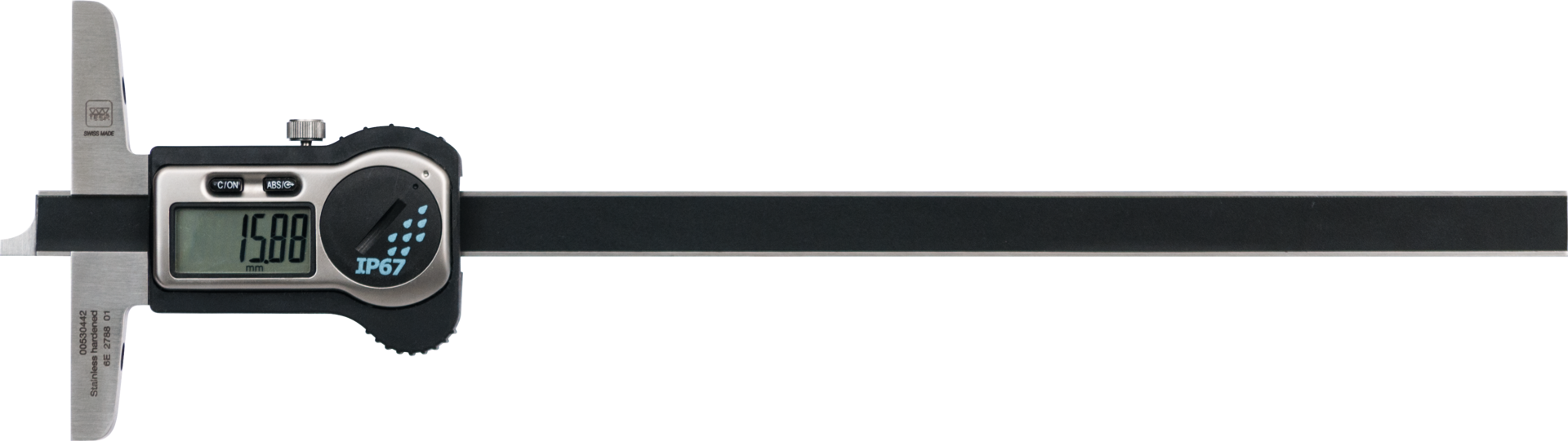 Tiefenmessschieber Digital IP67 TWIN-CAL mit gerader Messstange Abl. 0,01mm DIN862C mit DA MB200mm