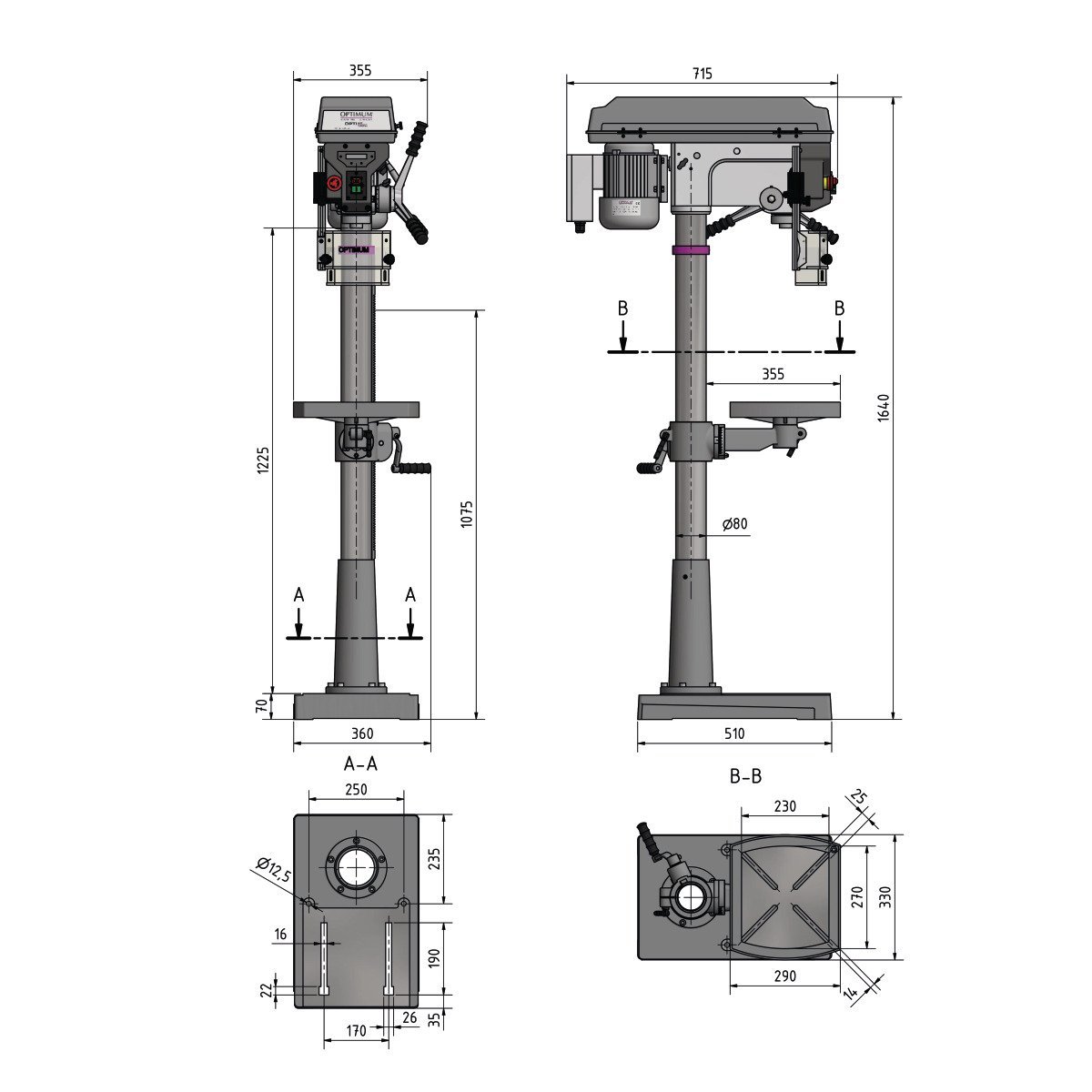 Säulenbohrmaschine Optimum OPTIdrill D 26Pro Aktions Set