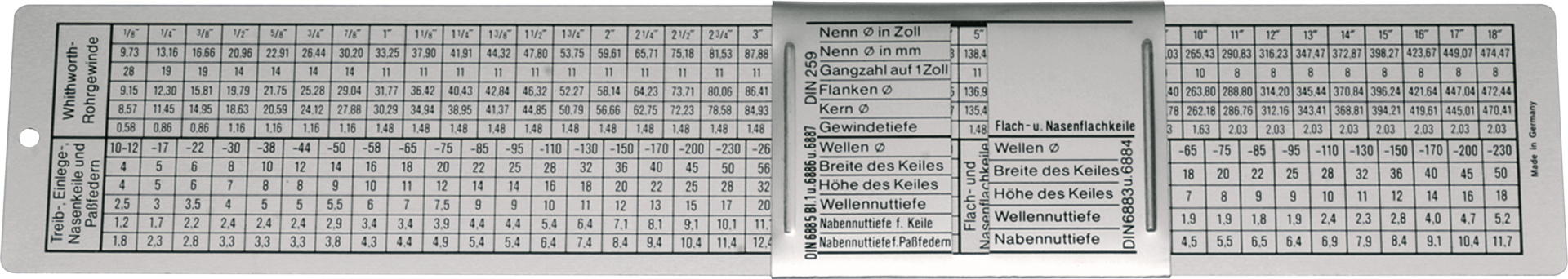 Gewindeschieber DIN L250mm B50mm Aluminium eloxiert