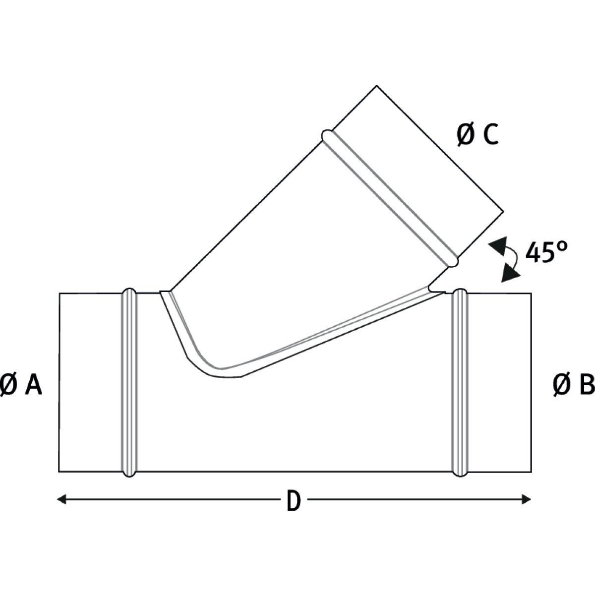 Abzweigstück 45° Holzkraft Ø 160/160/100