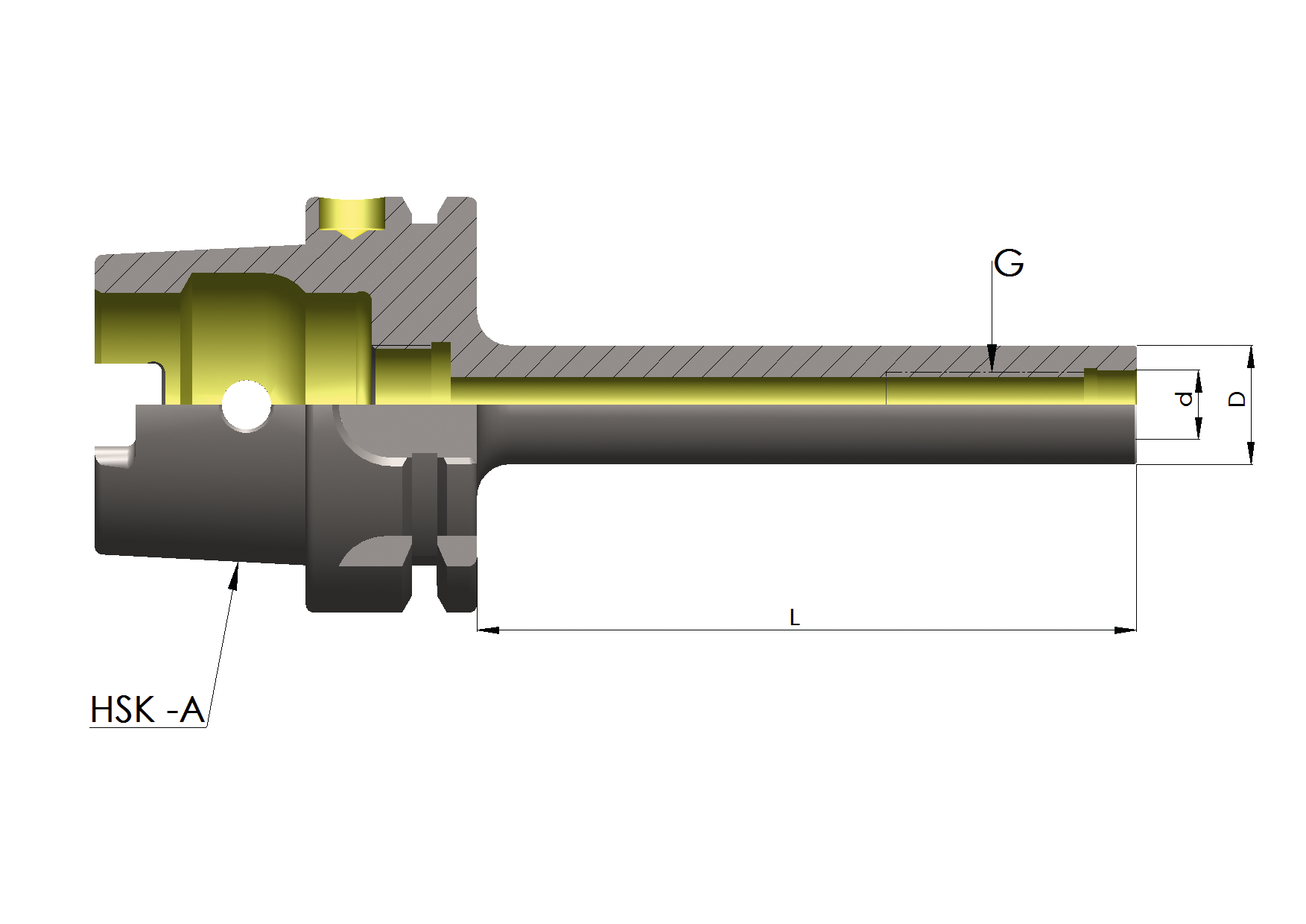 Aufnahme Einschraubfräser HSK63-A mit IK konisch Form A DIN69893 MxL 6X25mm